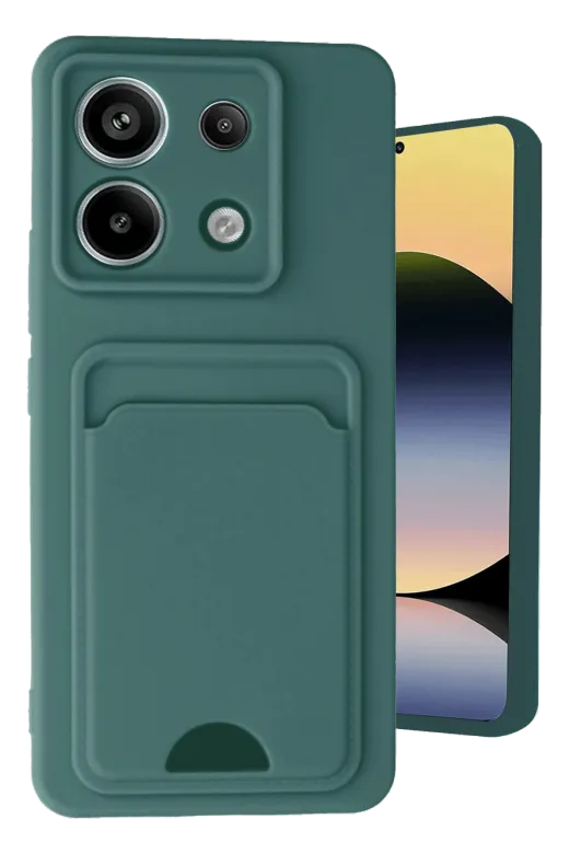 Newface Xiaomi Redmi Note 13 Pro 5G Kılıf Kelvin Kartvizitli Silikon - Koyu Yeşil