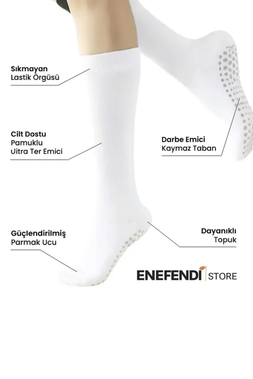 NF ND ENEFENDİ TYC044624E1E199B75F5C5700 Yoga Pilates Kaymaz Tabanlı Pamuklu Soket Çorap – Beyaz Havlulu Spor ,tenis & Tavaf Çorabı 36-40