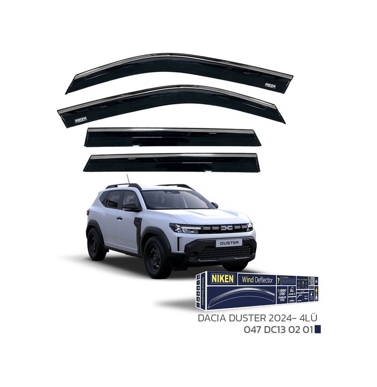 Niken 122395905 Dacia Duster Cam Rüzgarlığı Kromlu 2024- Sonrası 4&apos Lü