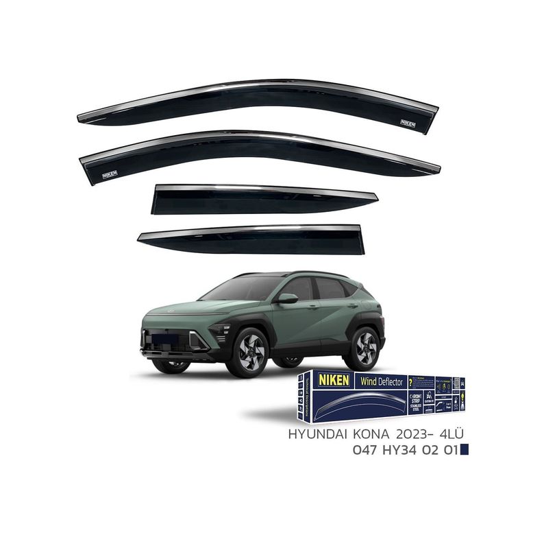 Niken 122396372 Hyundai Kona Cam Rüzgarlığı Kromlu 4&apos Lü 2023+ Sonrası