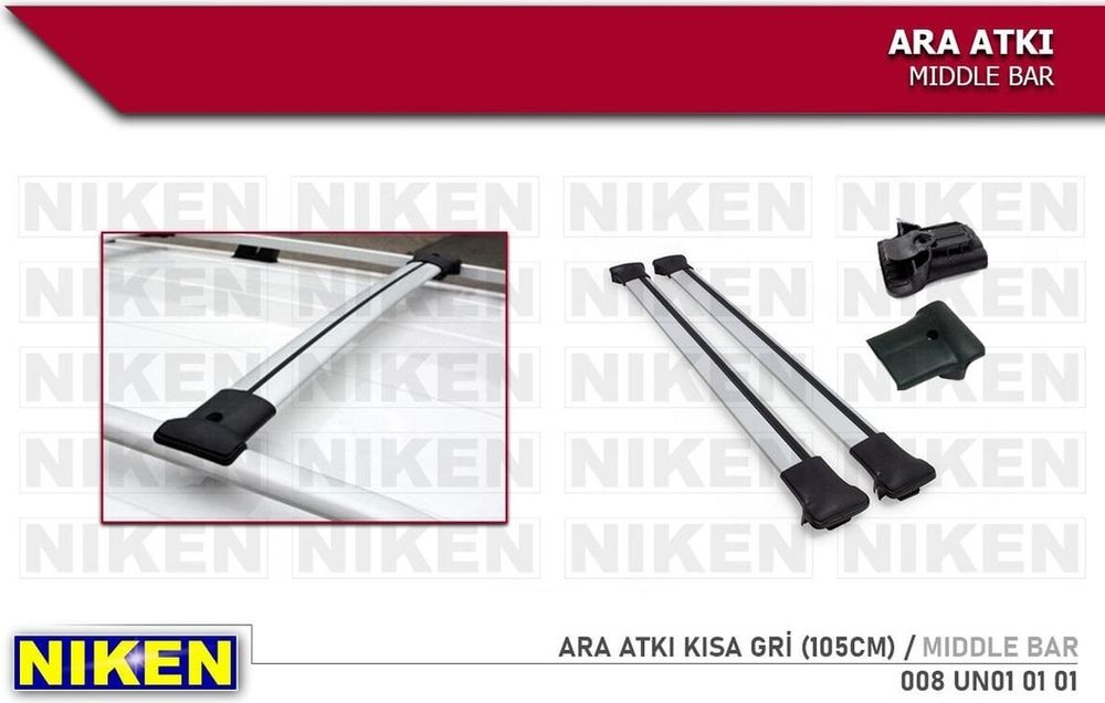 Niken 41075671 Araç Üstü Ara Atkı Tavan Barı Bagaj Taşıyıcı-Gri Yanlardan Sıkış