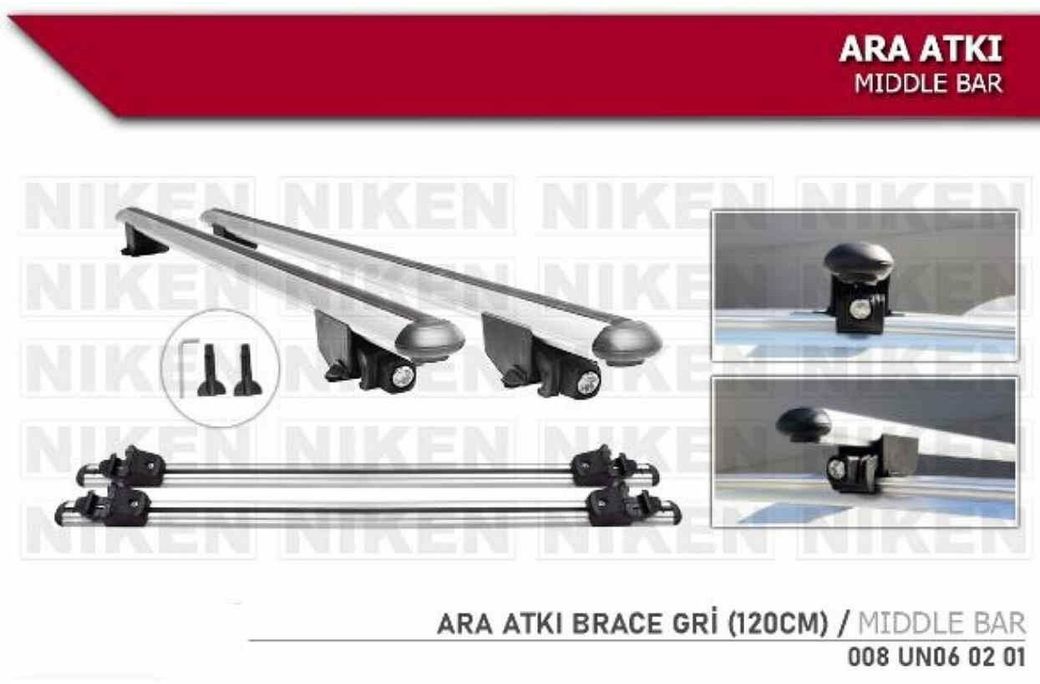 Niken 43233404 Araç Üstü Ara Atkı Tavan Barı Bagaj Brace Gri 120 Cm