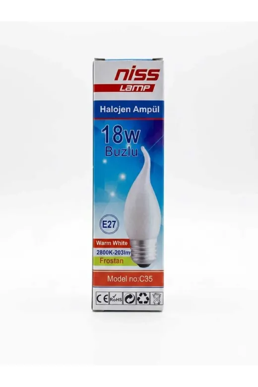 Niss JKKKL 18W E27 Buzlu Halojen Kivrik Mum Ampul
