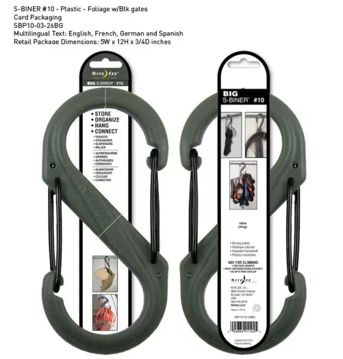 Nite-ize S-Biner Plastik Size 10 Fo! Grn/Blk Gate/Büyük Askı