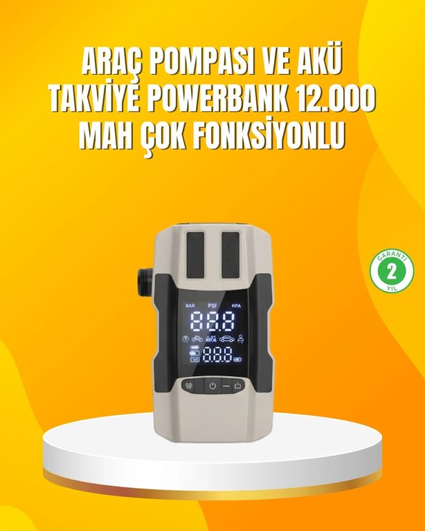 Nm-store 120824098 12.000 Mah Akü Takviye Powerbank Dahili Hava Dijital Ekranlı