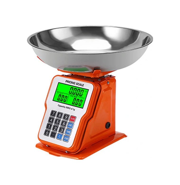 Nm-store epo10083 30Kg 1G Dijital Kefeli Terazi Pilli Ve Adaptörlü Elektronik Tartı, Paslanmaz Çelik Tepsili Tutar Hesaplama Turuncu