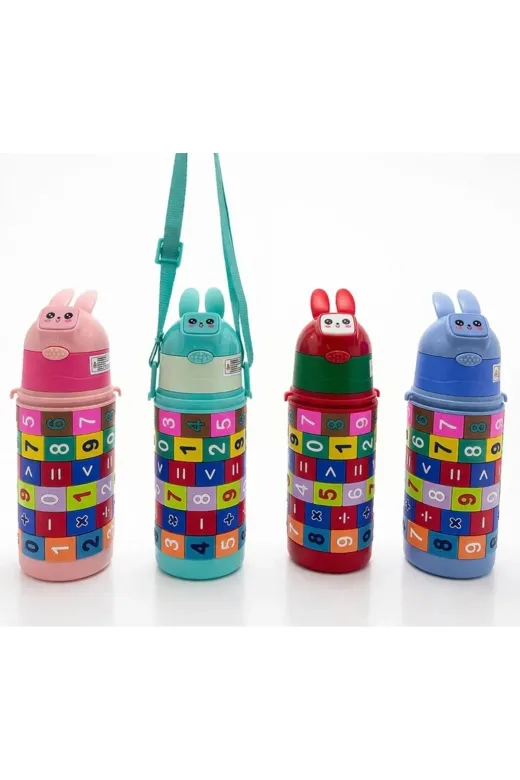No8 Home P46502S5401 Eğitici Matematik Oyunlu Çocuk Termosu - Paslanmaz Çelik Pipetli Ve Askılı Matara Alk4654