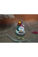 Noel Babalı Cam Ağaçlı Kütük Notluk ve Dekoratif Aksesuar