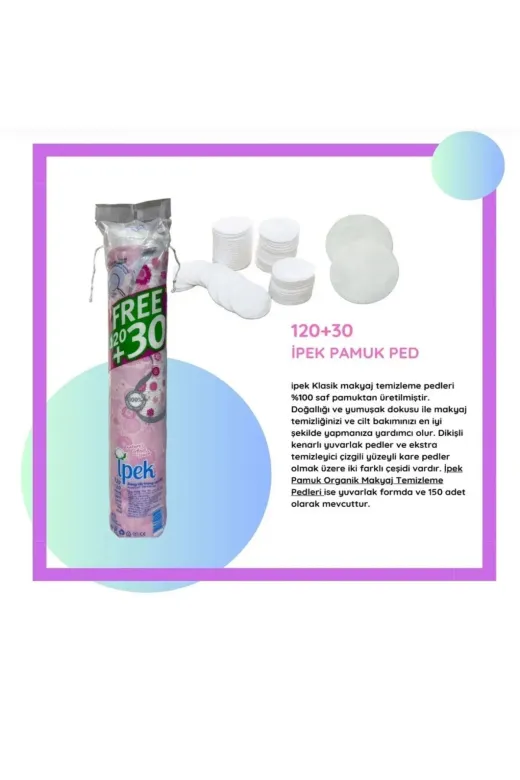 Nonni Home Art NONIPK003 İpek Makyaj Temizleme Pamuğu/disk 150 Adet %100 Pamuk