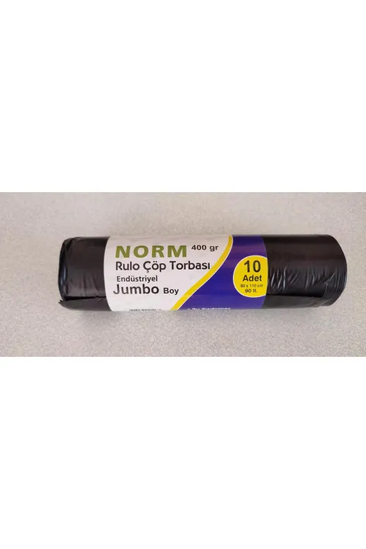Norm 8696283023359 Endüstriyel Jumbo Çöp Torbası Poşeti - 2 Kat - Siyah - 400 Gr, - 80 X 110 Cm, / Koli