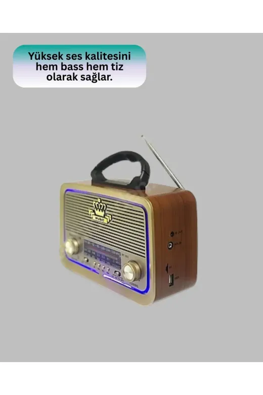 Nostalji Bluetooth Radyo FM AM SW Ahşap Eskitme Tasarım Yeni Nesil