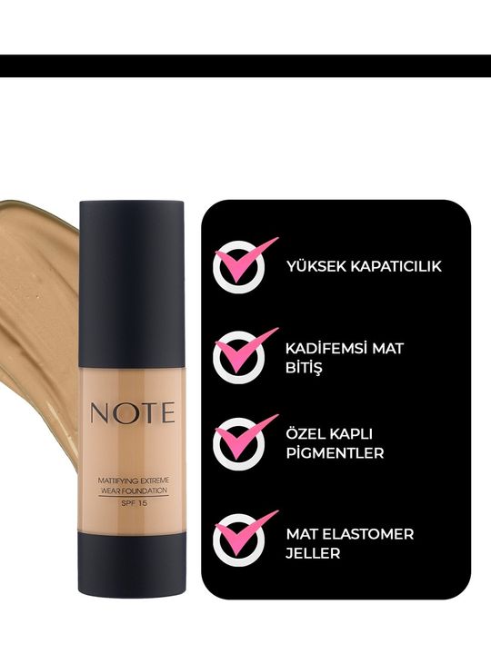 Note Cosmetics 1362023 Mattifying Extreme Wear Mat Bitişli Spf 15 Kapatıcı Fondöten 02 Natural Beige