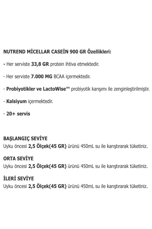 Nutrend TYCFL8PIJN169346421050499 Micellar Casein Kazein Süt Proteini 900 Gr 30 Servis Çikolata Aromalı