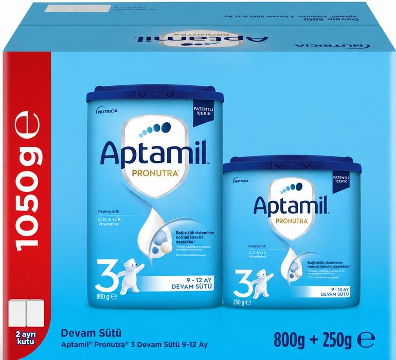 Nutrıcıa Aptamil Pronutra 1050GR (800+250GR) Devam Sütü No:3 (9-12 Ay) Avantaj Pk