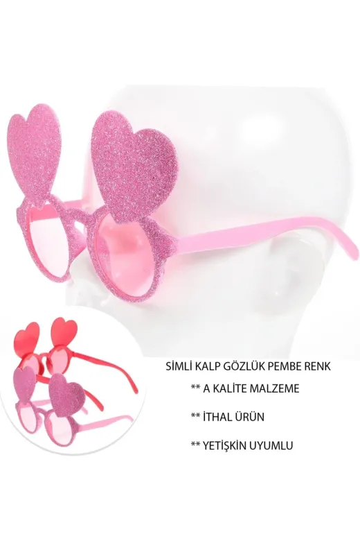 NW NessiWorld xmlsptSMR-D120-P Pembe Renk Sim İşlenmiş Kalp Figürlü Parti Gözlüğü