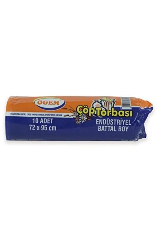 Ögem RT-RYL-HMR10894 Endüstriyel Battal Boy Çöp Torbası 72 X 95 Cm 10 Lu Rulo X 1 Paket = 10 Adet (Siyah)