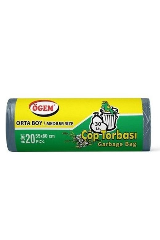 Ögem RT-RYL-HMR10903 Orta Boy Çöp Torbası 55 X 60 Cm 20 Li Rulo X 5 Paket = 100 Adet (Mavi)
