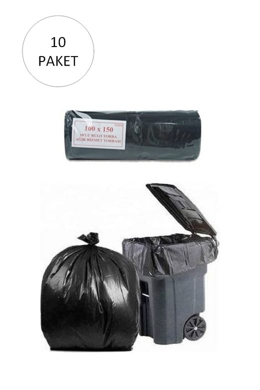 Ögem RT-RYL-HMR10959 Hantal Boy Çöp Torbası 100 X 150 Cm 10 Lu Rulo X 10 Paket = 100 Adet (Siyah)