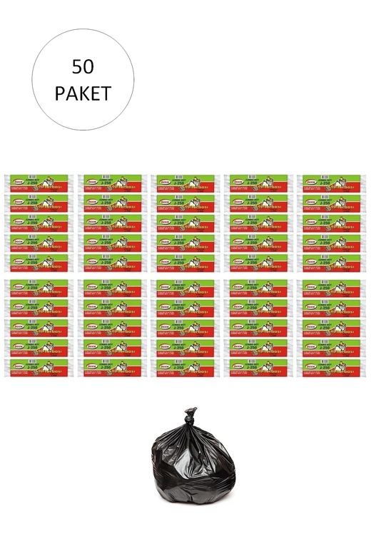 Ögem RT-RYL-HMR10962 J-250 Jumbo Boy Çöp Torbası 80 X 110 Cm 10 Lu Rulo X 50 Paket = 500 Adet (Siyah)