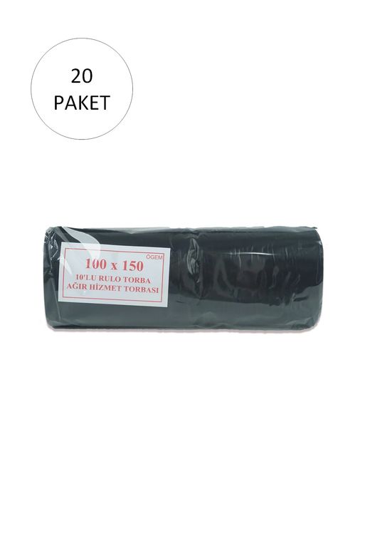 Ögem RT-RYL-HMR10965 Hantal Boy Çöp Torbası 100 X 150 Cm 10 Lu Rulo X 20 Paket = 200 Adet (Siyah)