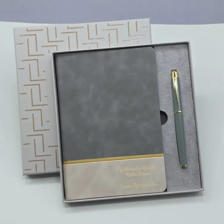 Öğretmenler Gününe Özel Deri Defter Ve Kalem Set