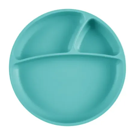 OiOi Porsiyon Vakum Tabanlı Silikon Tabak Aqua Green