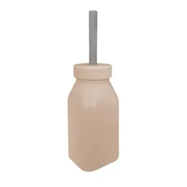 OiOi Şişe + Pipet 200 ml Bubble Beige / Powder Grey