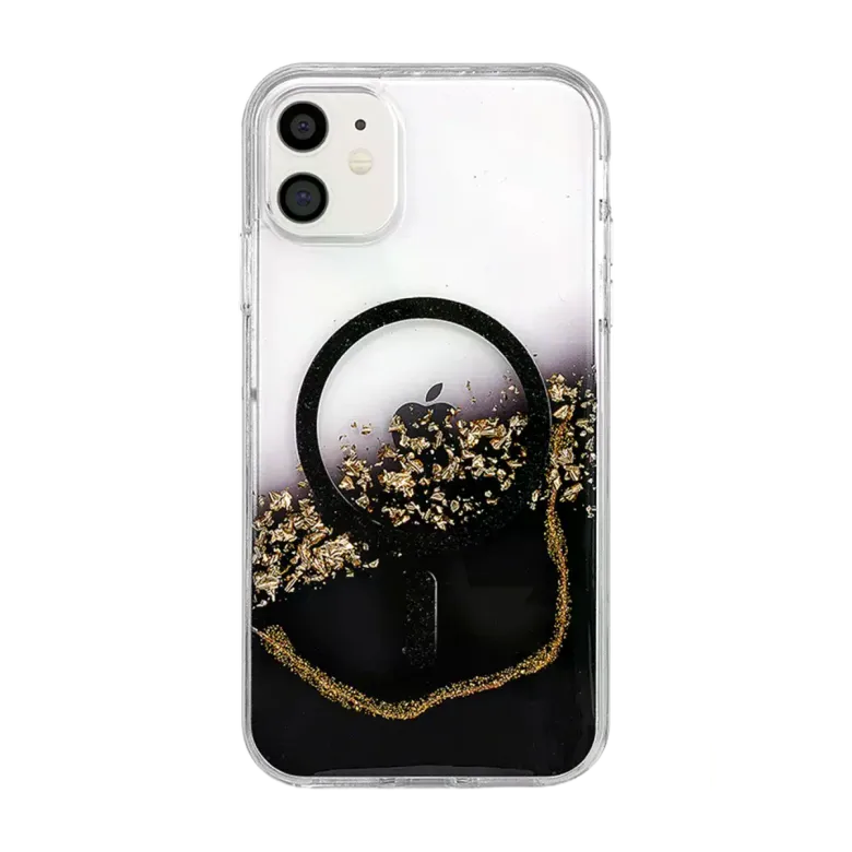 Onegif İphone 11 Lotus Simli Magsafe Kapak - Siyah