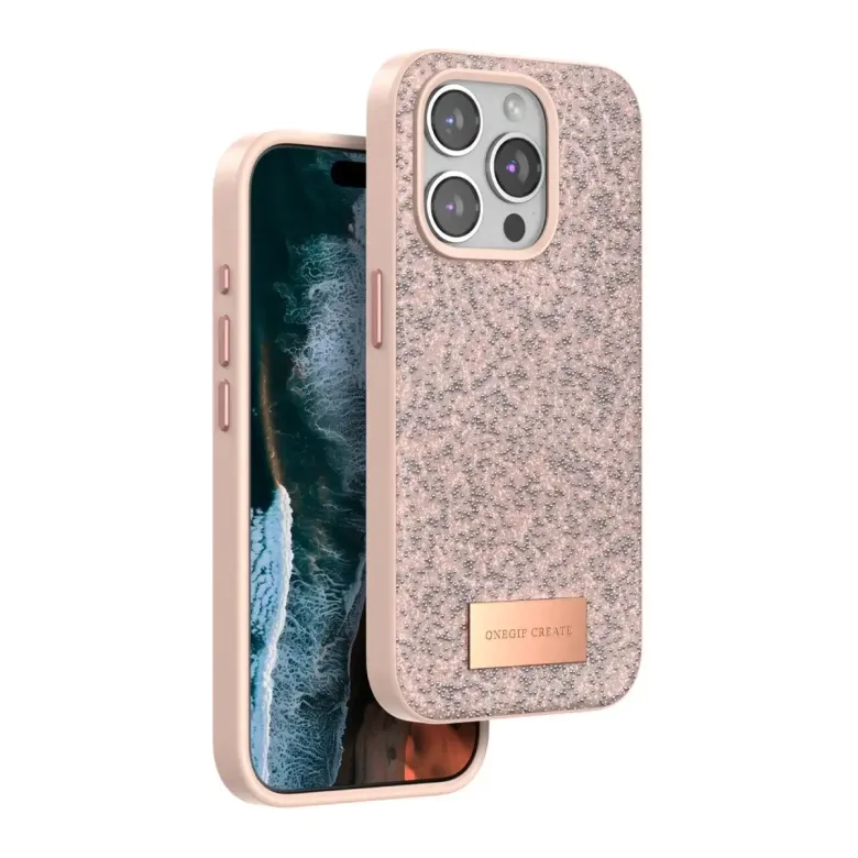 Onegif İphone 14 Pro Bright Simli Kapak - Pembe