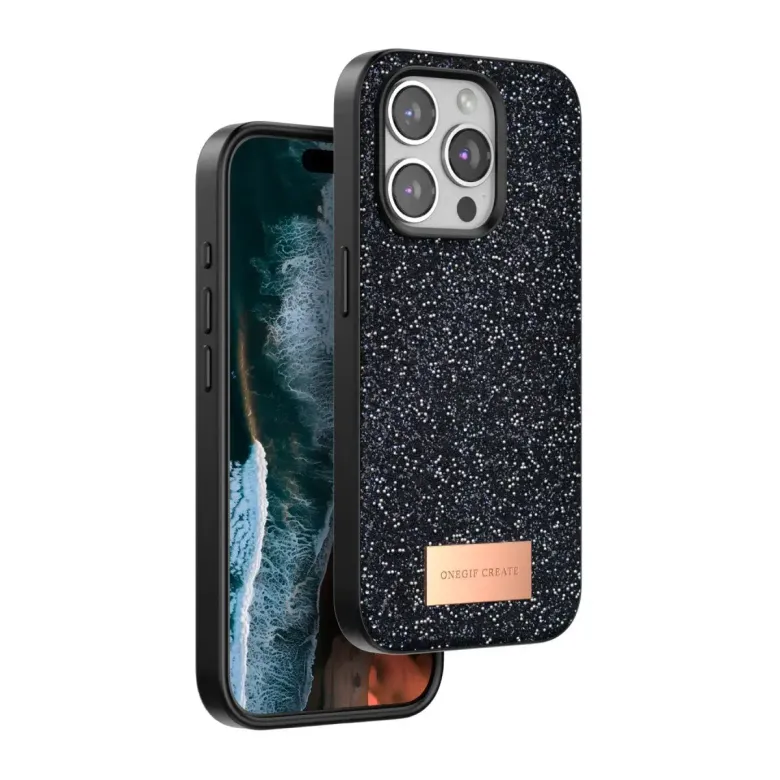 Onegif İphone 14 Pro Bright Simli Kapak - Siyah