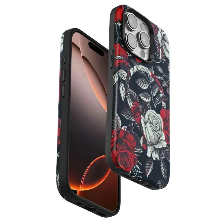 Onegif İphone 14 Pro Flower Series Magsafe Kapak - Siyah