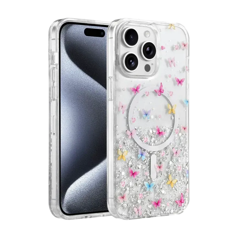 Onegif İphone 14 Pro Max Misk Simli Magsafe Kapak - Desen 4