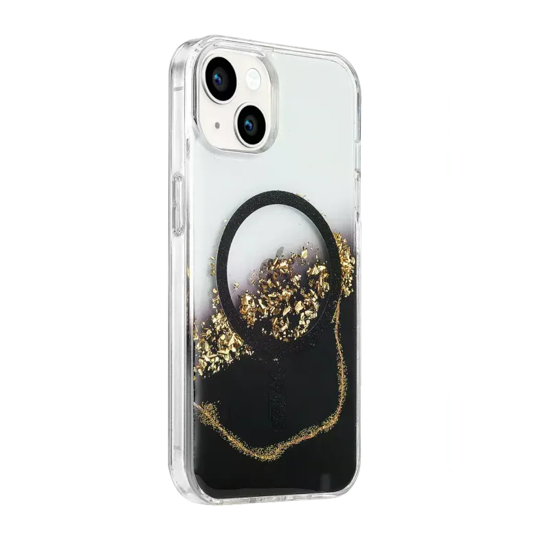 Onegif İphone 15 Lotus Simli Magsafe Kapak - Siyah