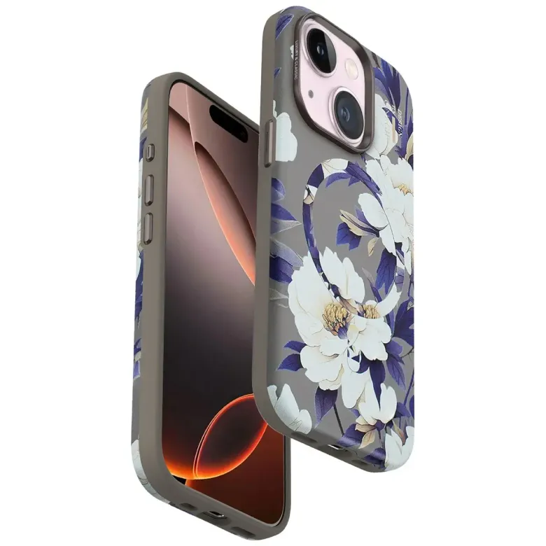Onegif İphone 15 Plus Flower Series Magsafe Kapak - Gri