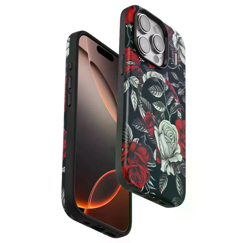 Onegif İphone 15 Pro Max Flower Series Magsafe Kapak - Siyah