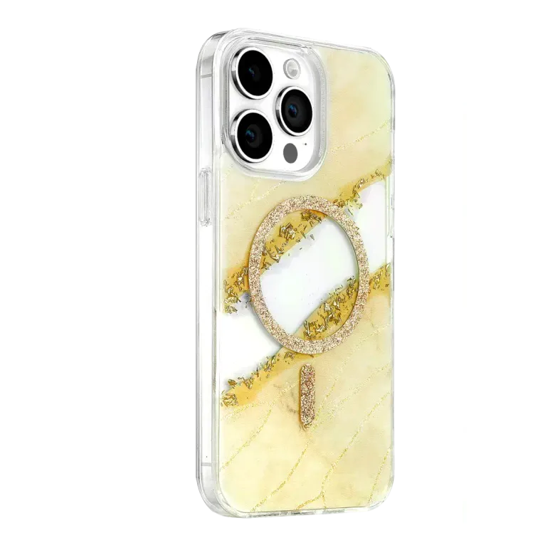 Onegif İphone 15 Pro Max Lotus Simli Magsafe Kapak - Gümüş