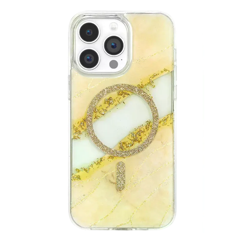 Onegif İphone 15 Pro Max Lotus Simli Magsafe Kapak - Gümüş