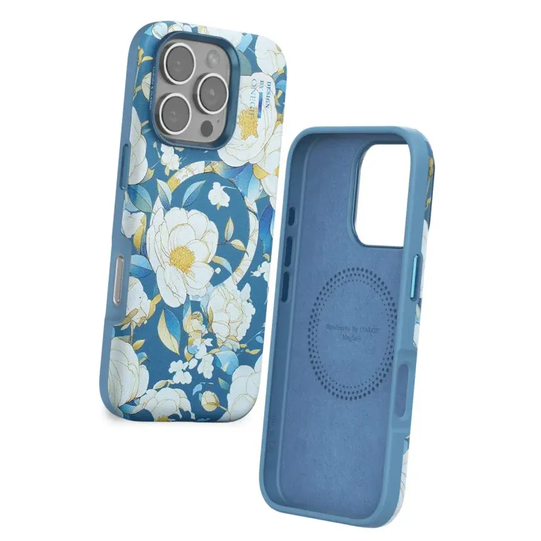 Onegif İphone 16 Pro Max Flower Series Magsafe Kapak - Mavi