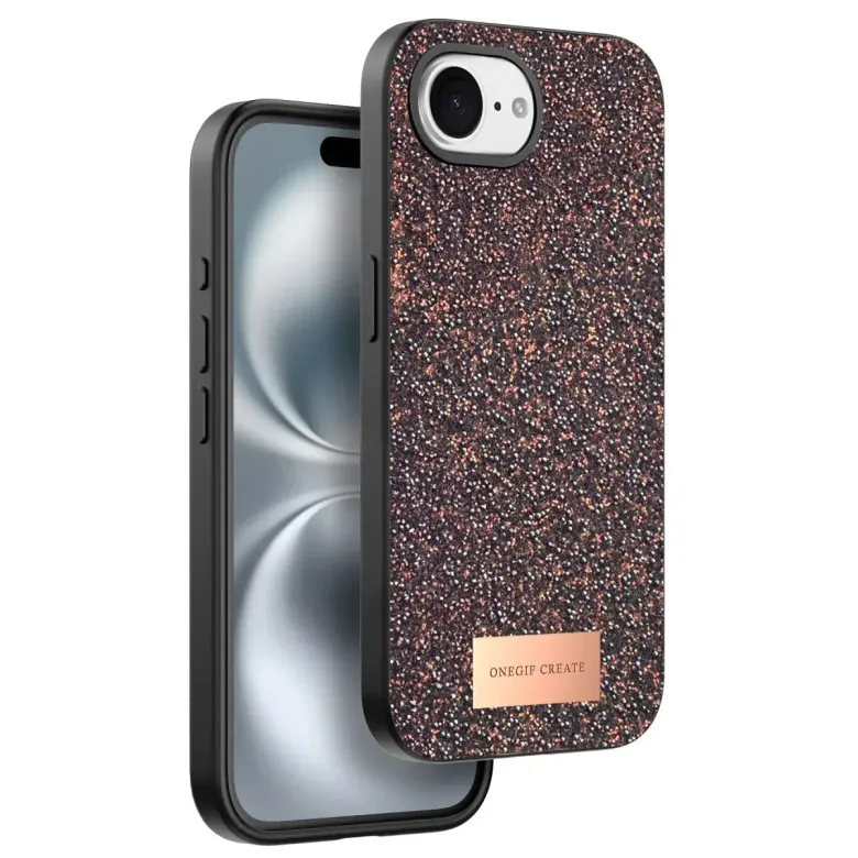 Onegif İphone 16e Bright Simli Kapak - Derin Mor
