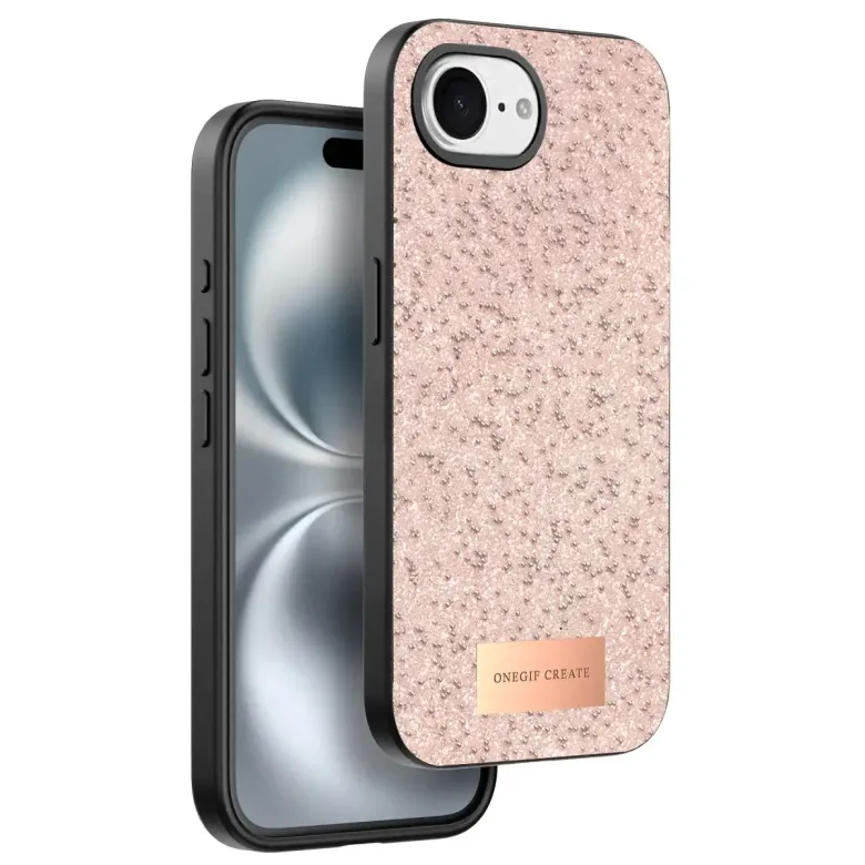 Onegif İphone 16e Bright Simli Kapak - Pembe