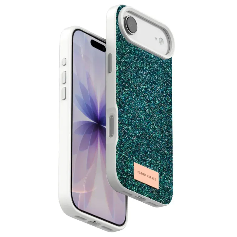Onegif İphone 17 Air Bright Simli Kapak - Koyu Yeşil