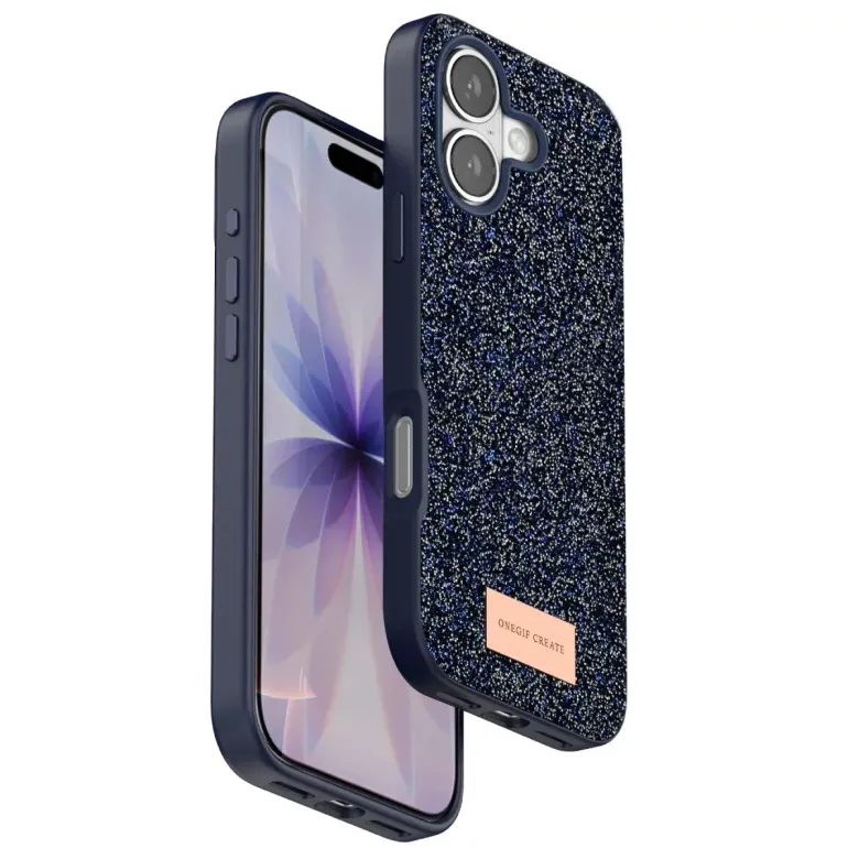 Onegif İphone 17 Bright Simli Kapak - Mavi