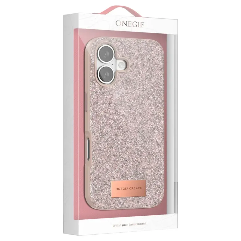 Onegif İphone 17 Bright Simli Kapak - Pembe
