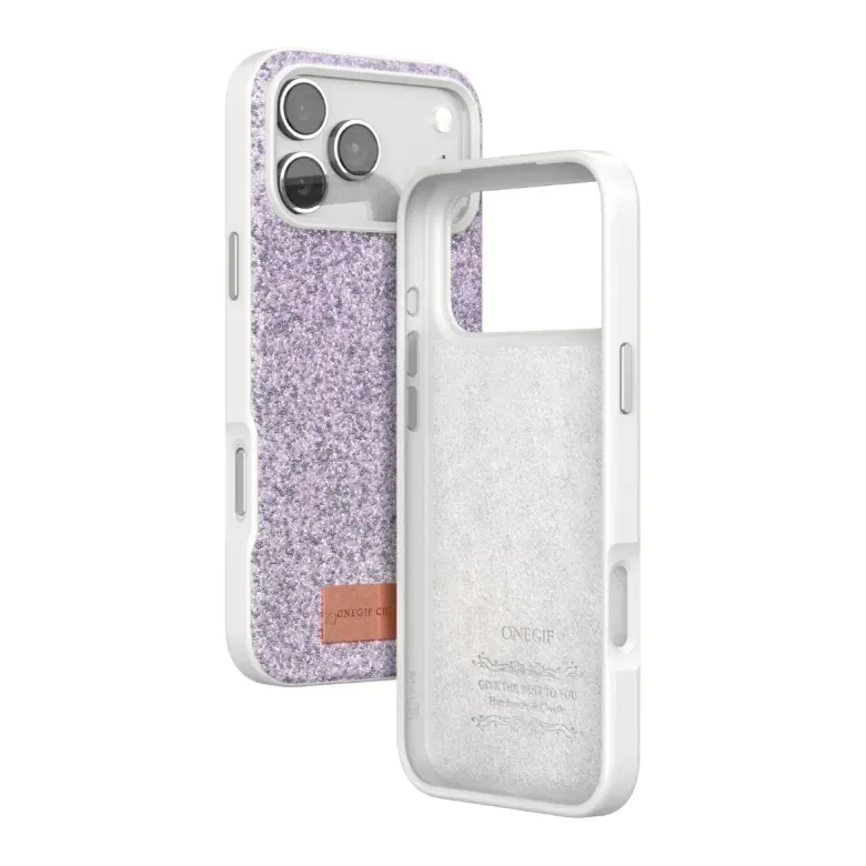 Onegif İphone 17 Pro Bright Simli Kapak - Lila