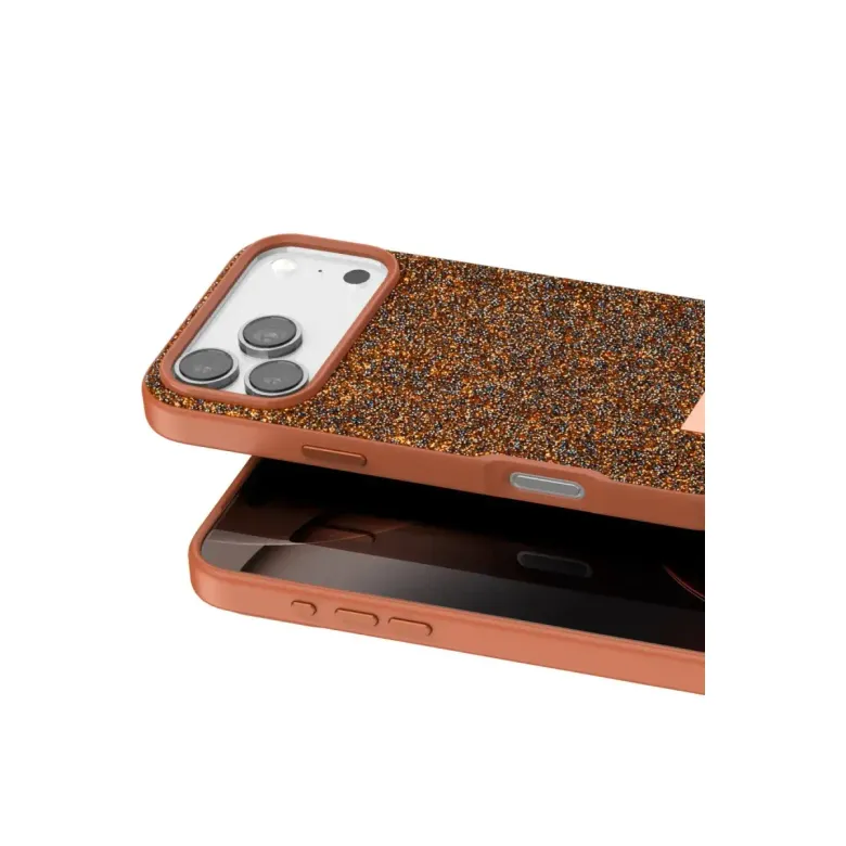 Onegif İphone 17 Pro Bright Simli Kapak - Turuncu