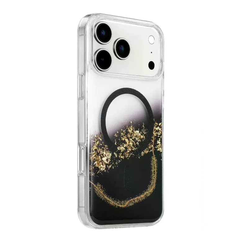 Onegif İphone 17 Pro Lotus Simli Magsafe Kapak - Siyah