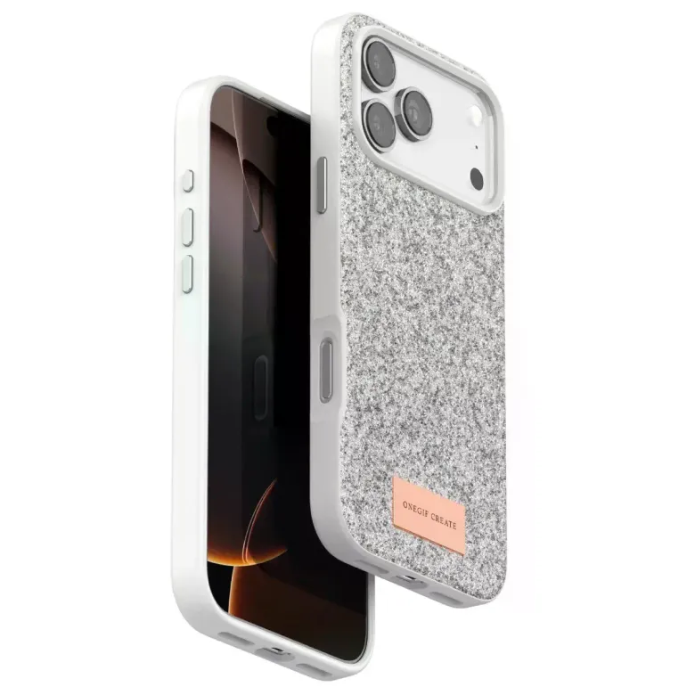Onegif İphone 17 Pro Max Bright Simli Kapak - Beyaz