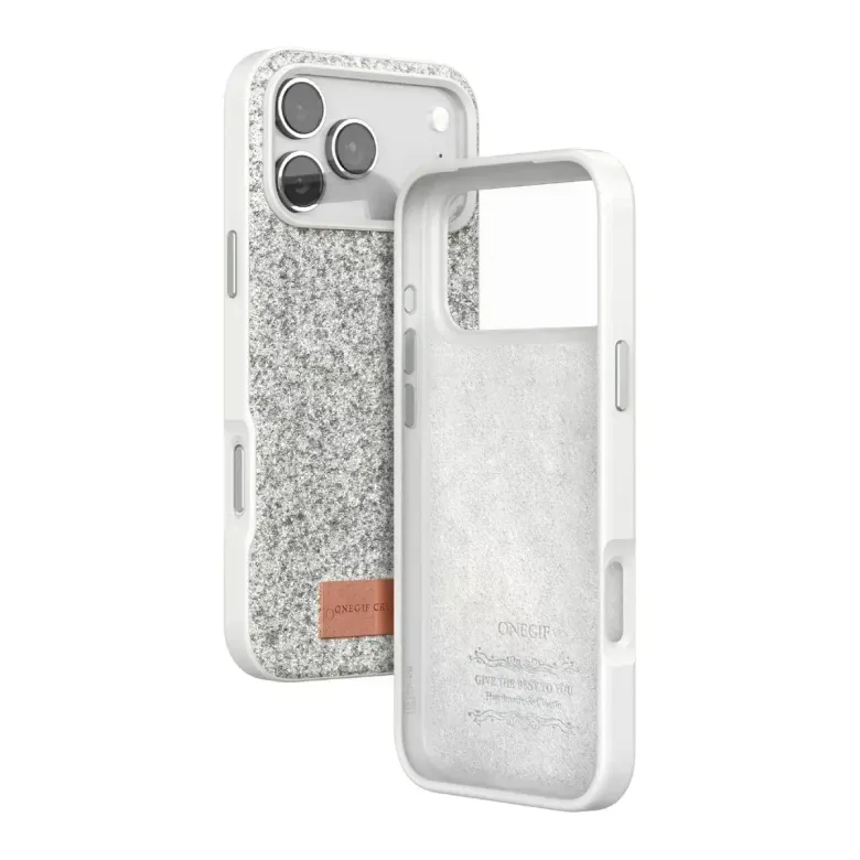 Onegif İphone 17 Pro Max Bright Simli Kapak - Beyaz