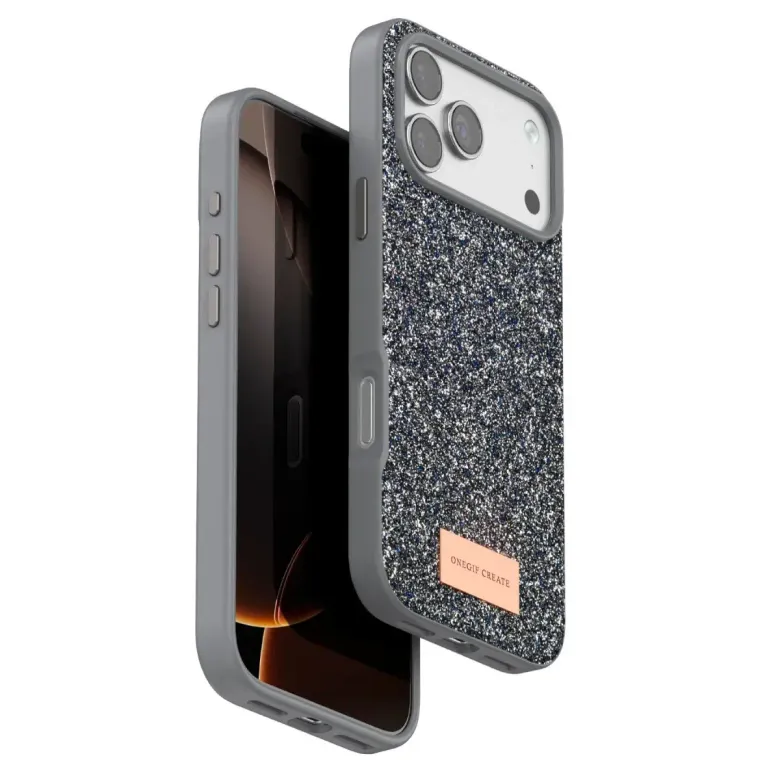 Onegif İphone 17 Pro Max Bright Simli Kapak - Gümüş