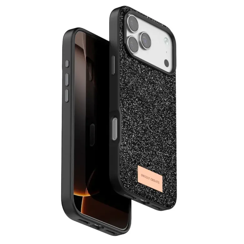 Onegif İphone 17 Pro Max Bright Simli Kapak - Siyah